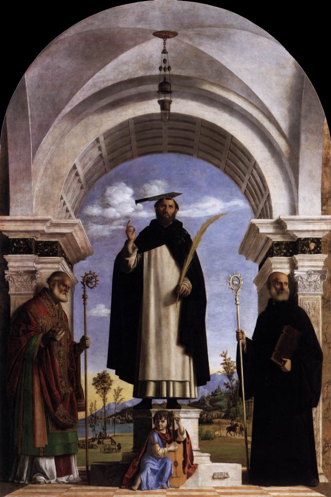 Cima da Conegliano San Pietro Martire e i santi Nicola da Bari e Benedetto.