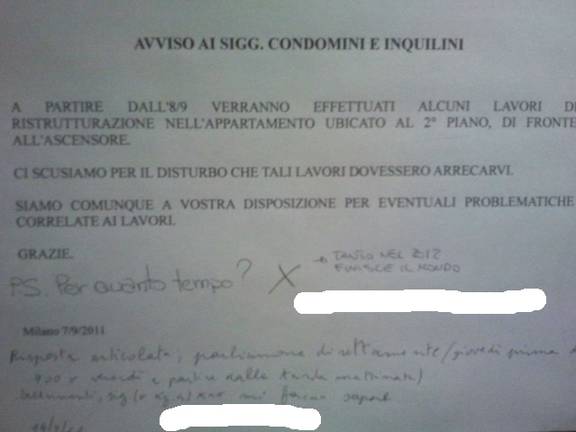 Il portinaio » avviso ai signori condomini Foglio inizio lavori condominio