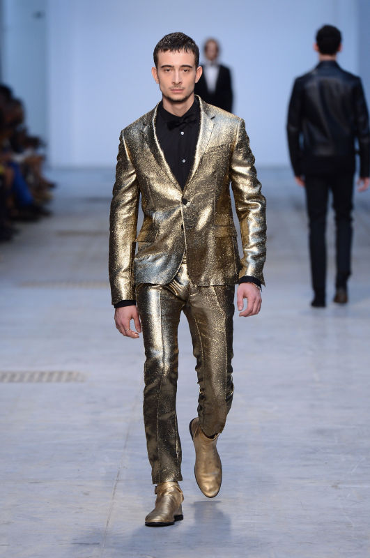 costume national gold suit