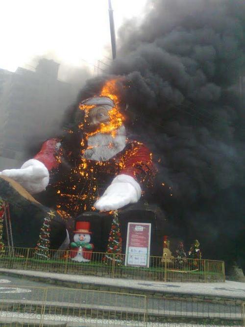 santa claus burning