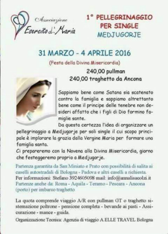 viaggio a medjugorje per single